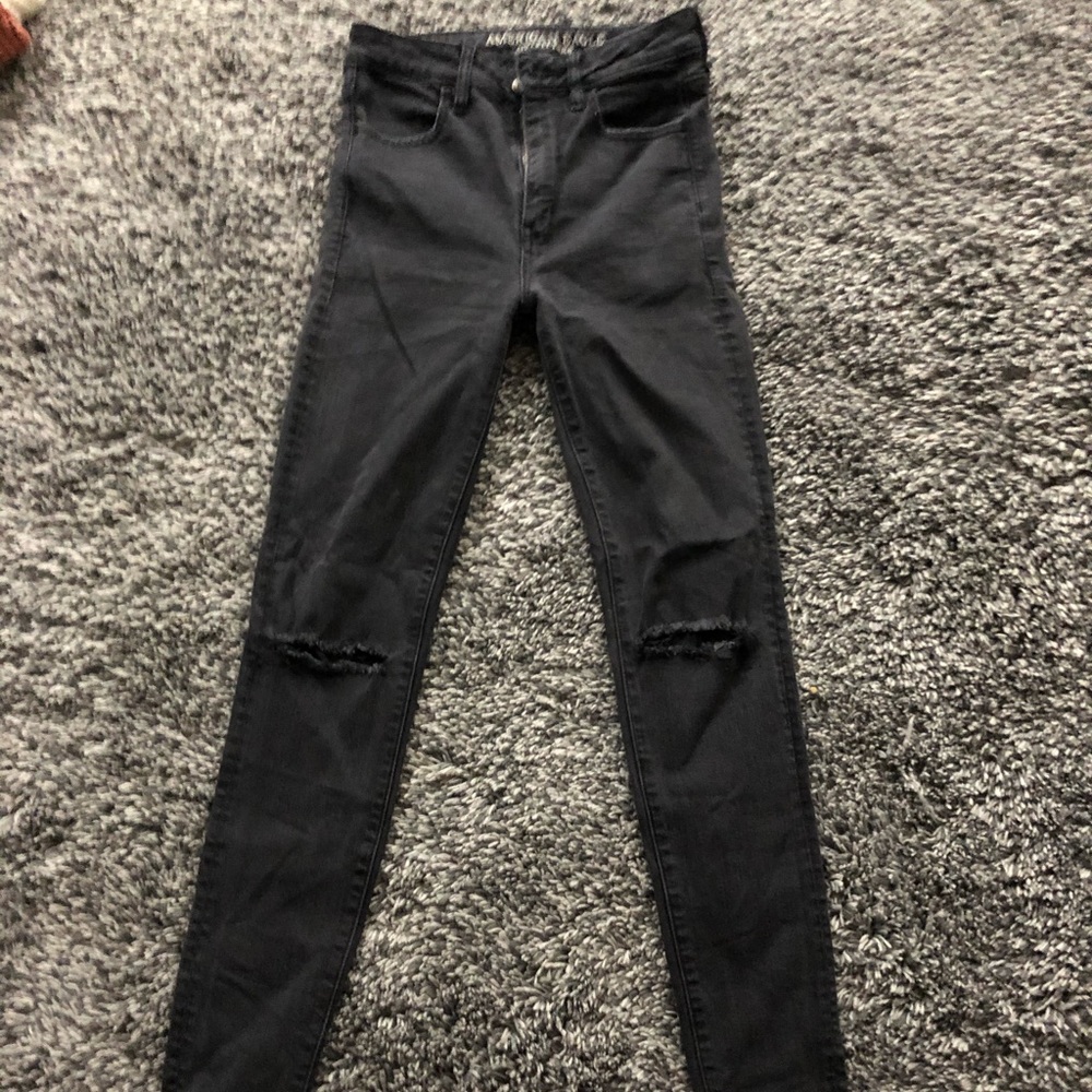 American Eagle faded black ripped jeans